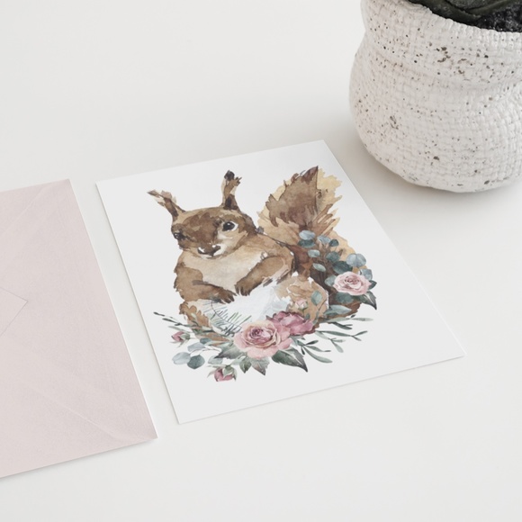 Squirrel Wall Art Watercolor Illustration Print Poster Unframed - Picture 6 of 10